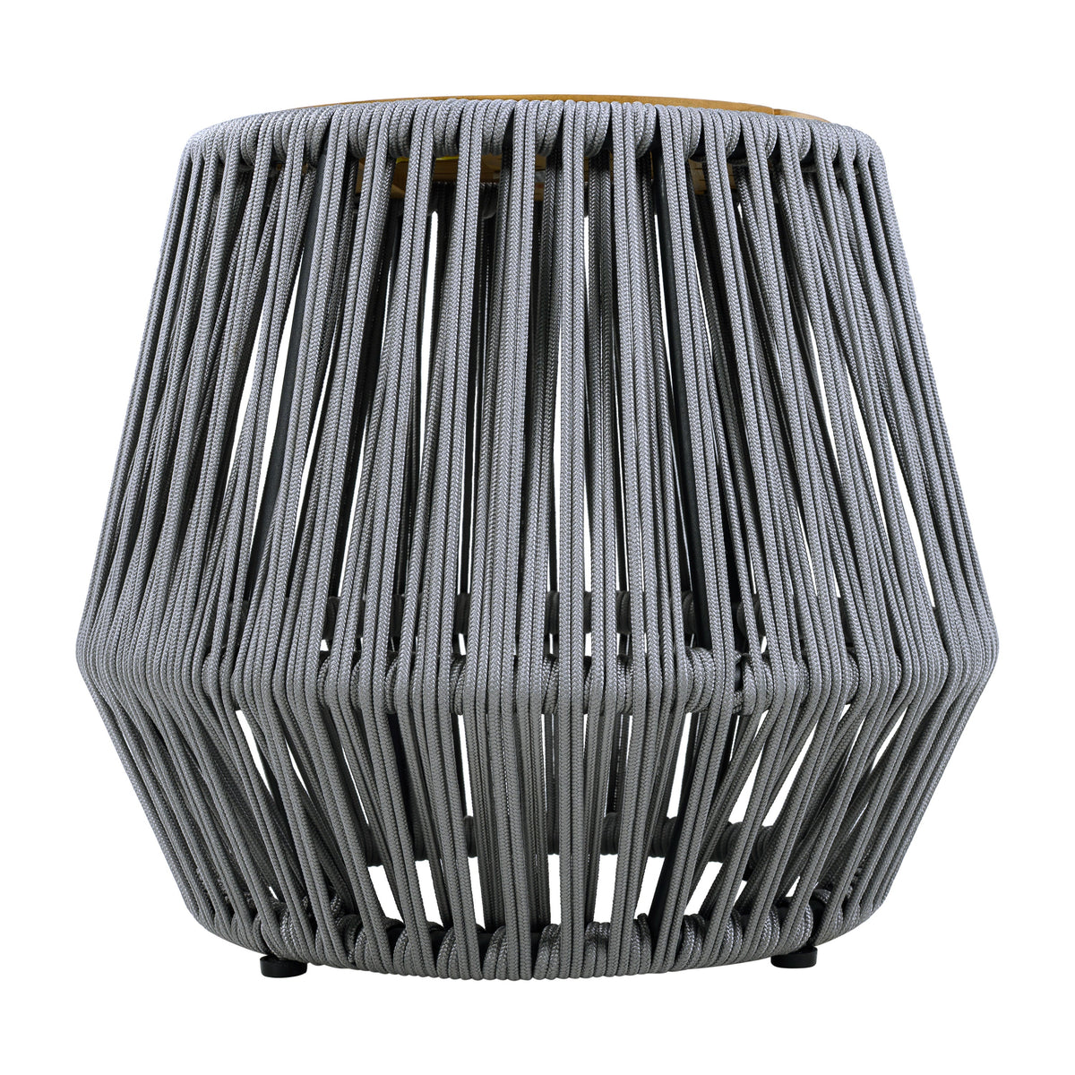 Acacia Wood Side Table with Grey Rope Design