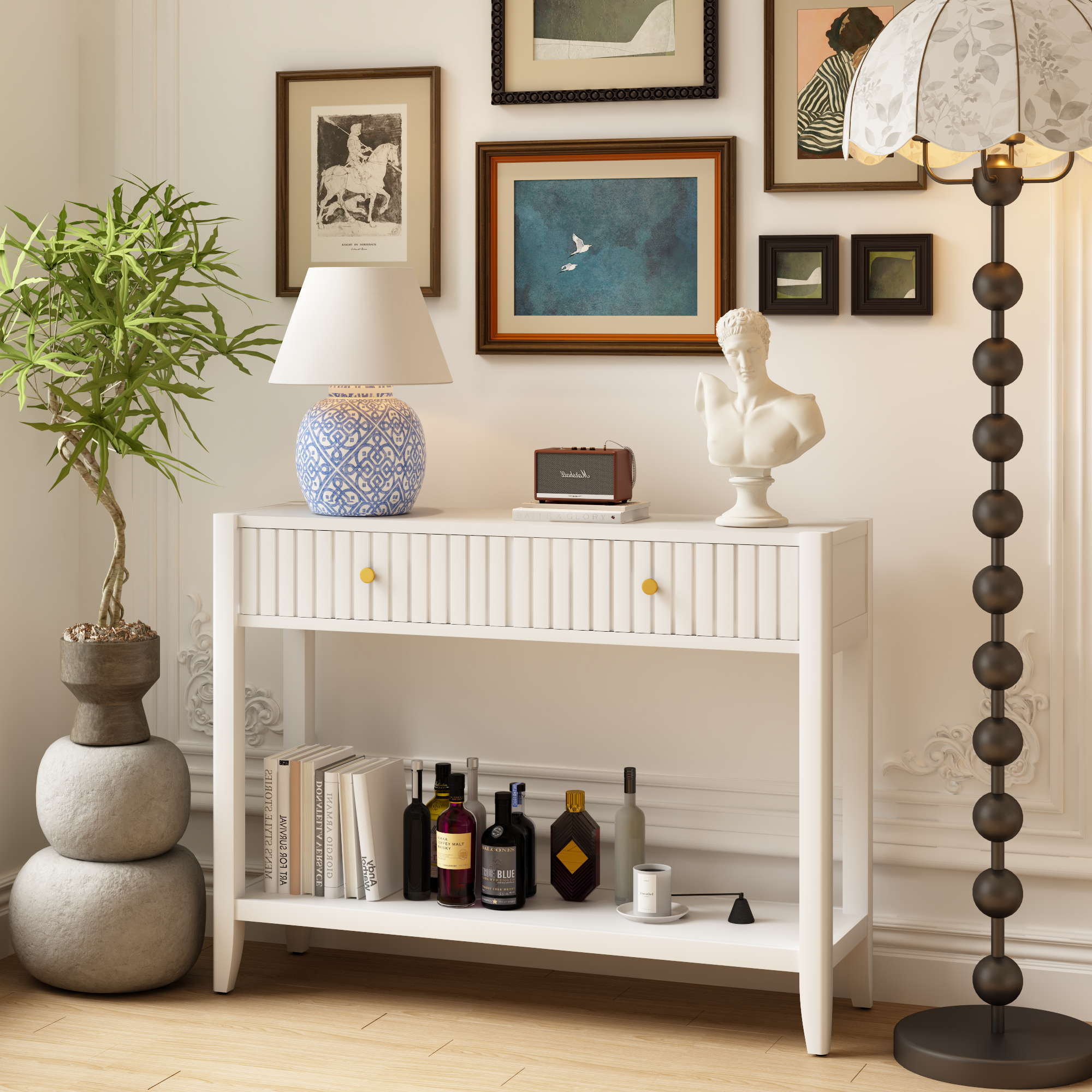 29.53" Tall Console Table with Drawers