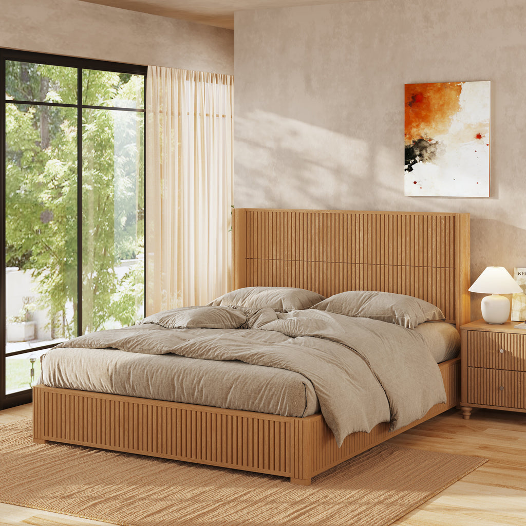 Solid Wood Platform Bed Frame with Headboard