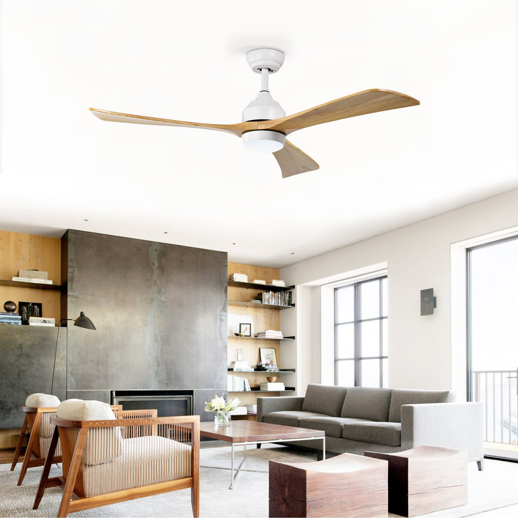 52" Solid Wood Blades Ceiling Fan with Lights Remote Control