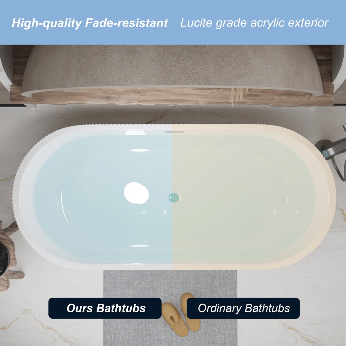 67" Linear Acrylic Freestanding Bathtub