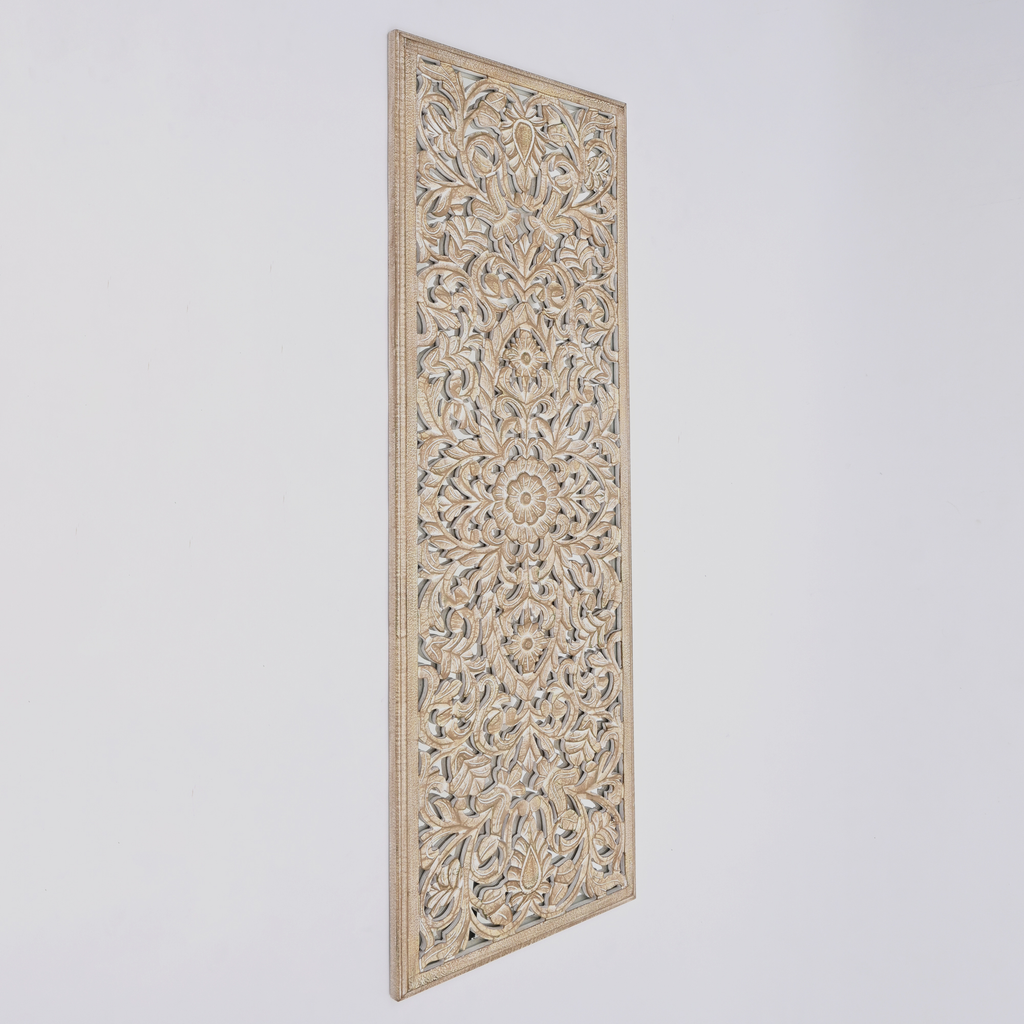 Wooden Floral Hand Carved Mandala Wall Decor Accent