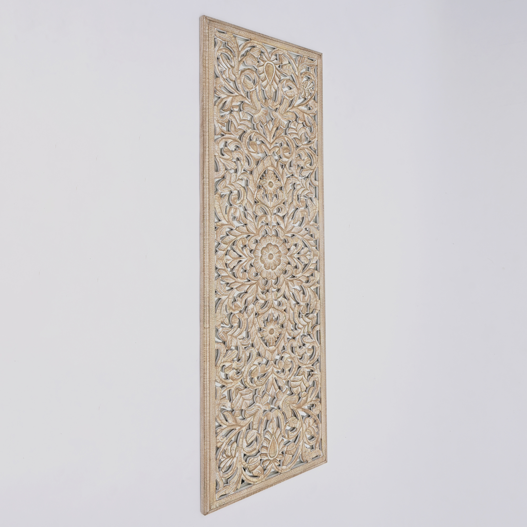 Wooden Floral Hand Carved Mandala Wall Decor Accent