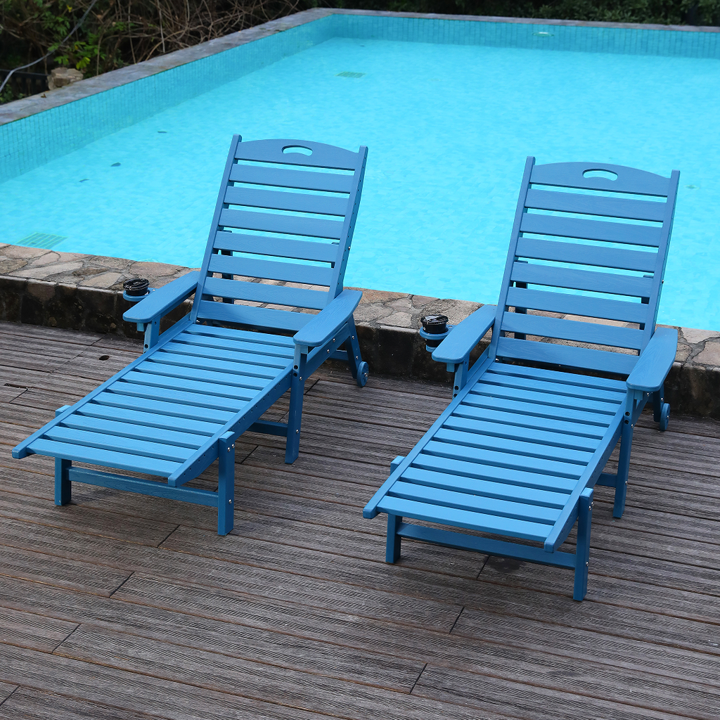 HDPE Chaise Lounge Chair Outdoor with 4-Position Adjustable Backrest