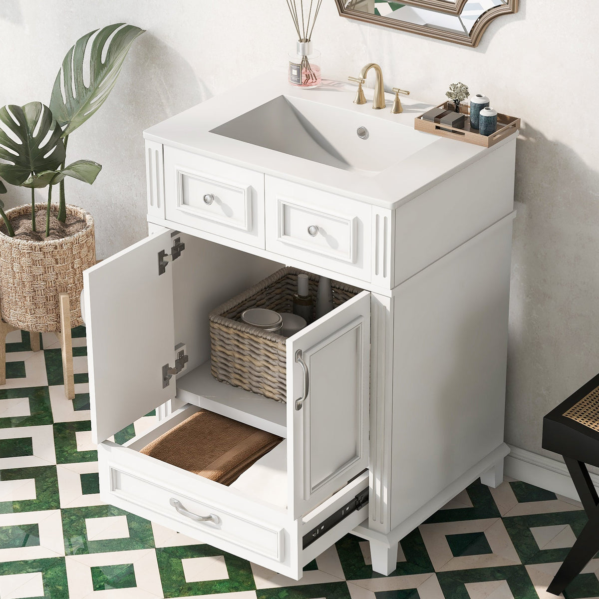 24" Bathroom Vanity with Ceramic Sink