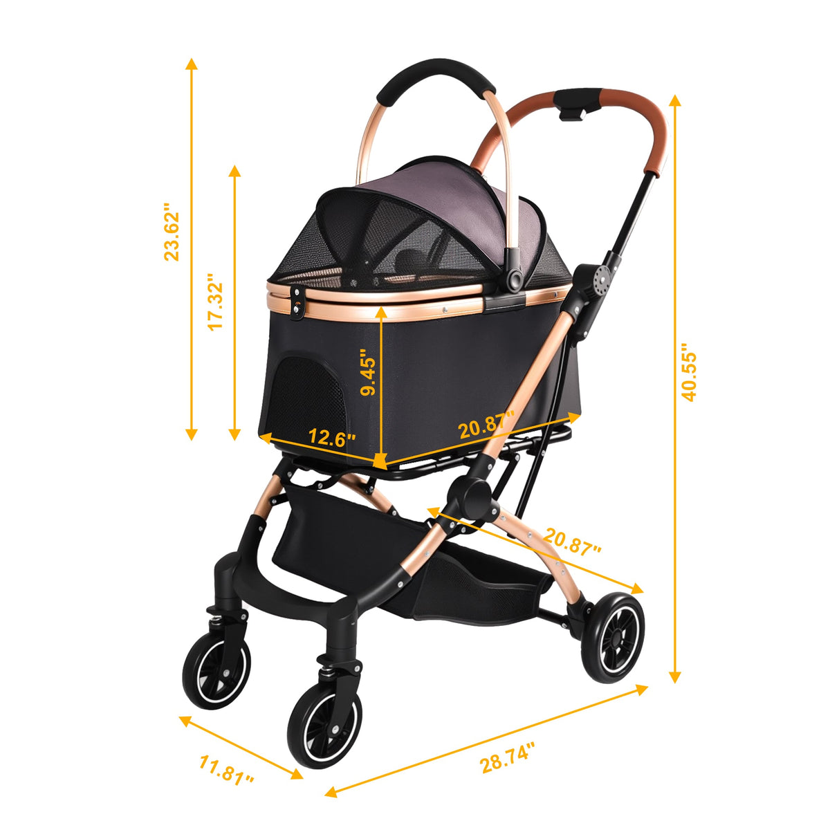 2-in-1 Detachable Pet Stroller for Dogs and Cats