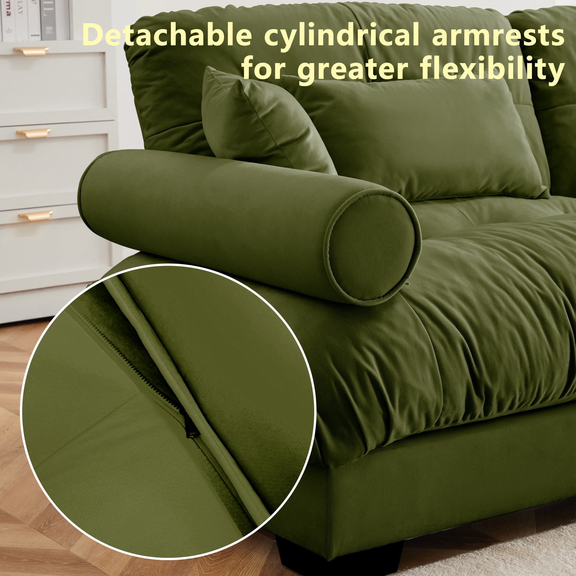 Extra Large 3 Seat Modern Velvet Sofa
