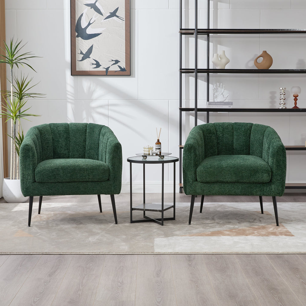 Modern Upholstered Chenille Barrel Accent Chair