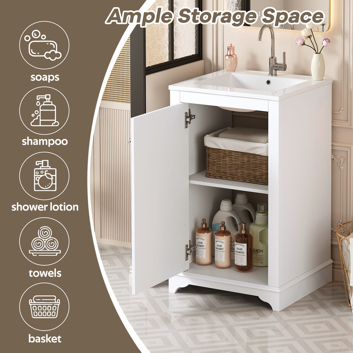 20-Inch Bathroom Vanity with Ceramic Sink