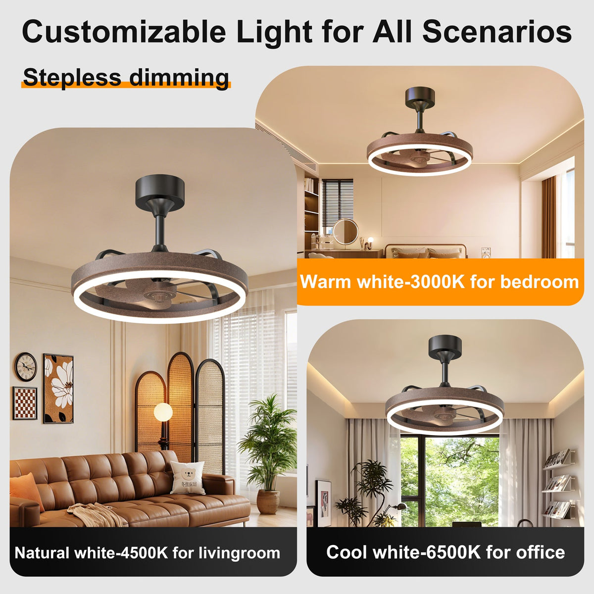 20.5" Rustic Ceiling Fan with Remote Control