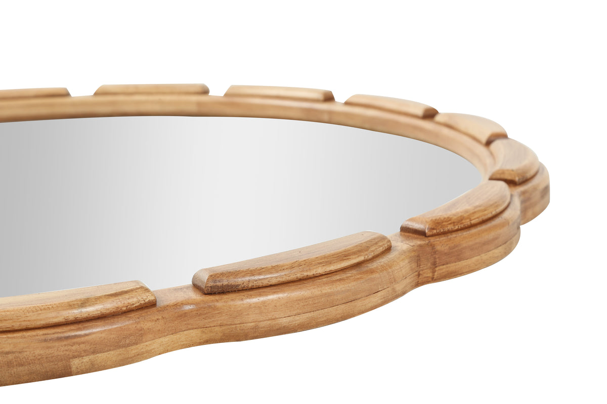 Round Solid Wood Wall Mirror - 31.5" Rustic Farmhouse