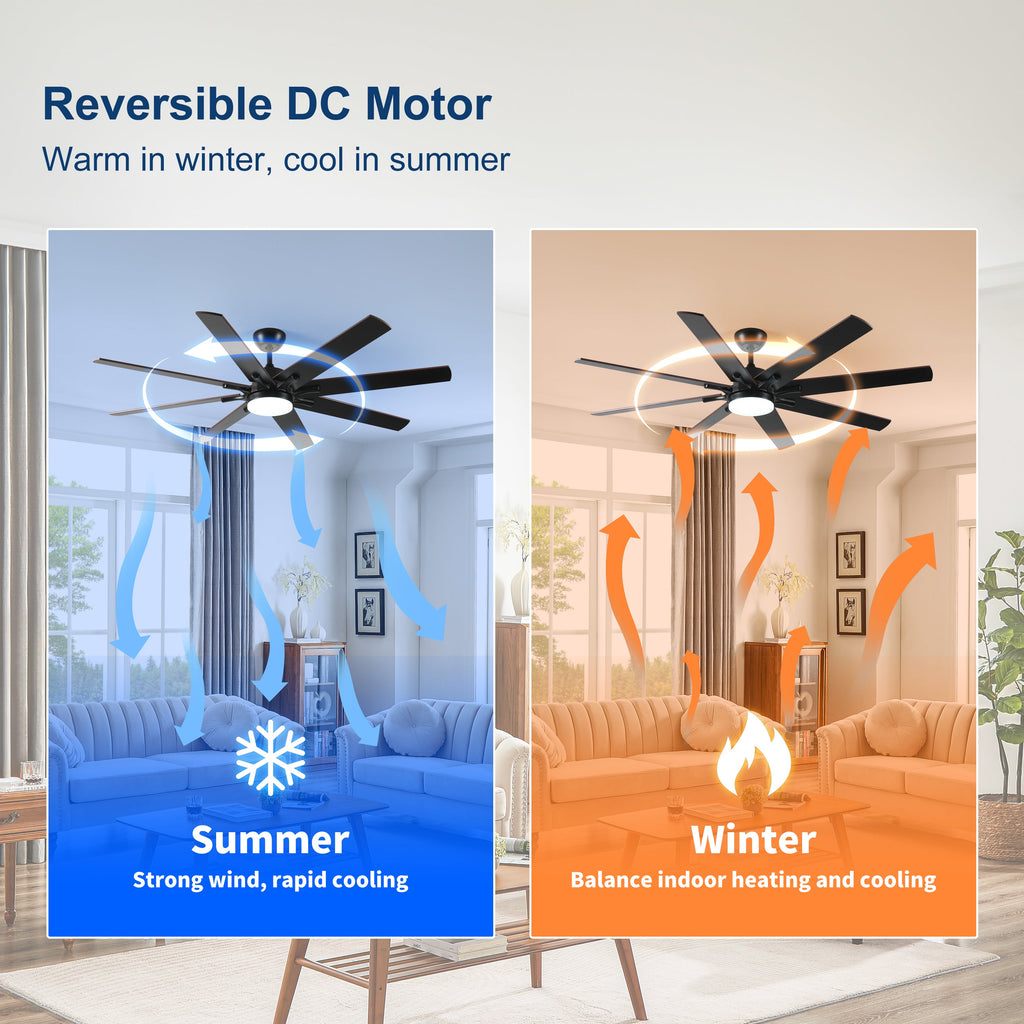 72 Inch Large Ceiling Fan with Lights and Remote Control