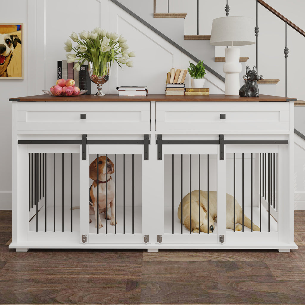 63" Large Dog Crate Furniture for Double Dogs