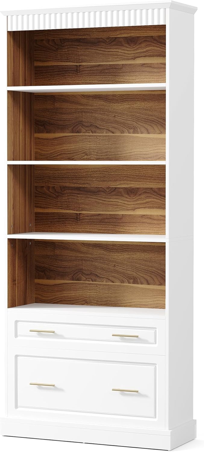 72.83" 5-Tier Bookcase with Drawers
