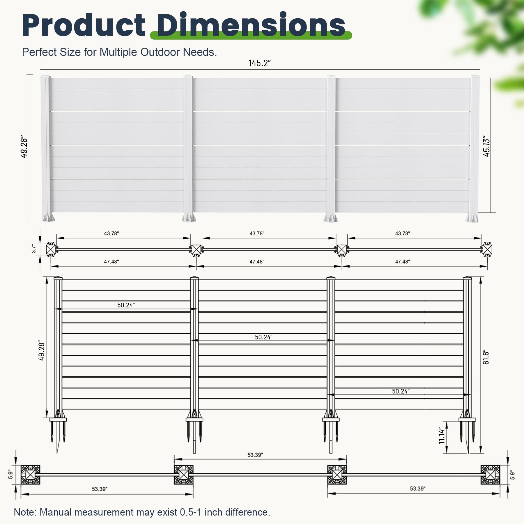 50" W x 49" H Outdoor Privacy Screen, Air Conditioner Fence