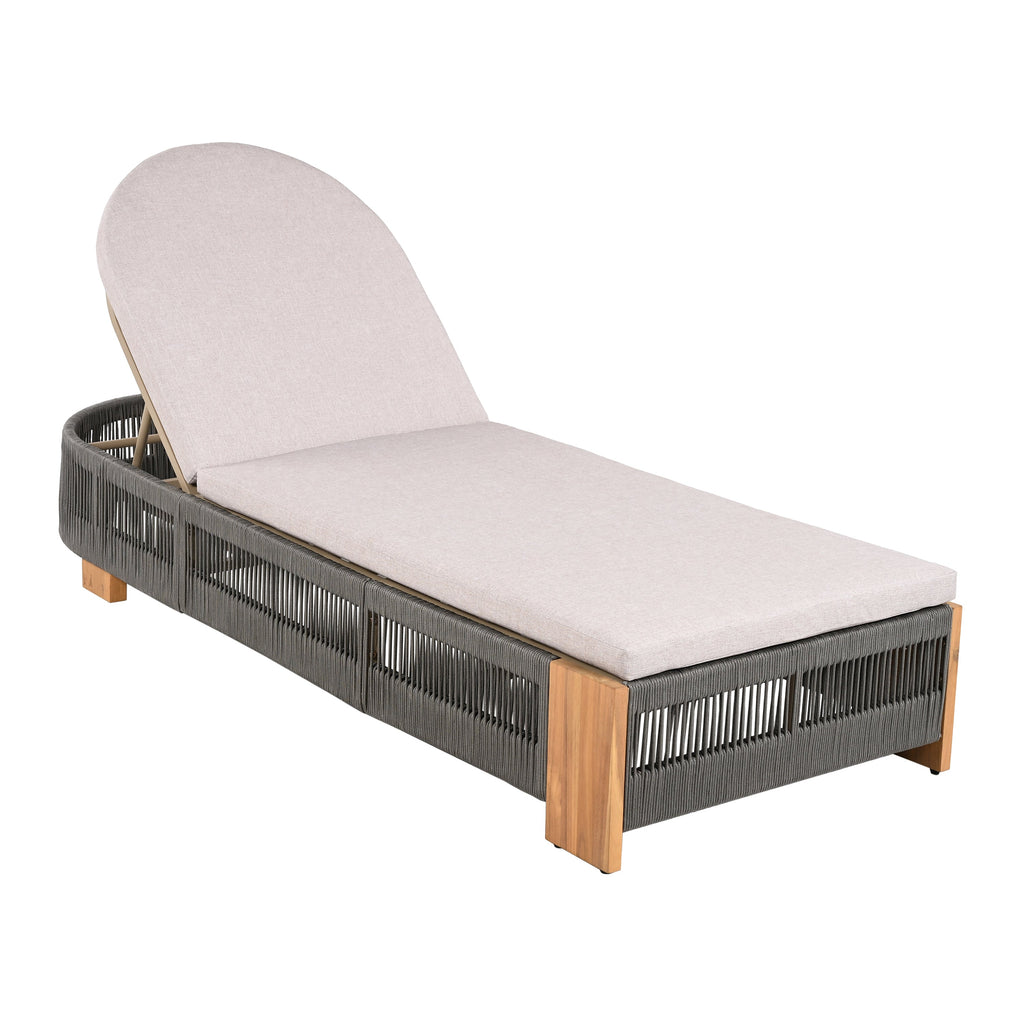 Outdoor Acacia Wood Patio Adjustable Lounge Chair Set of 4