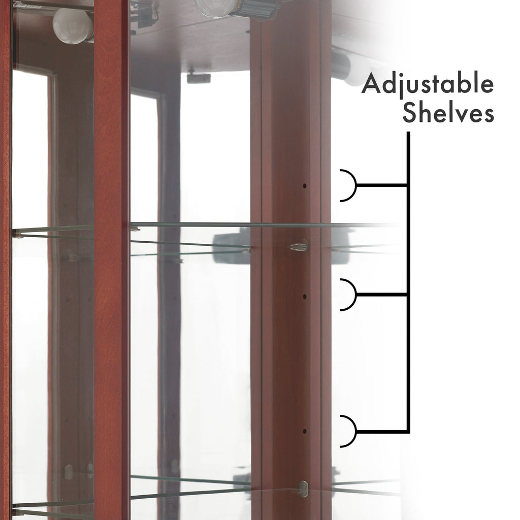 6 Shelf Corner Curio Display Cabinet with Lights and Mirrors