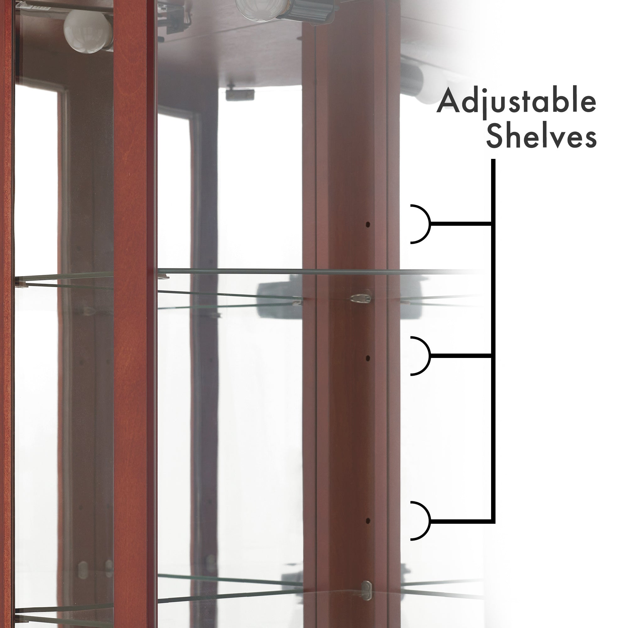 6 Shelf Corner Curio Display Cabinet with Lights and Mirrors