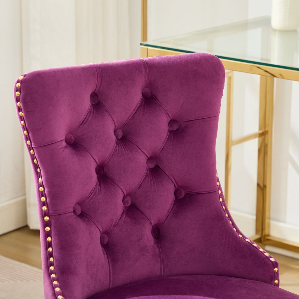 A&A Furniture Modern Velvet Upholstered Office Chair - Purple