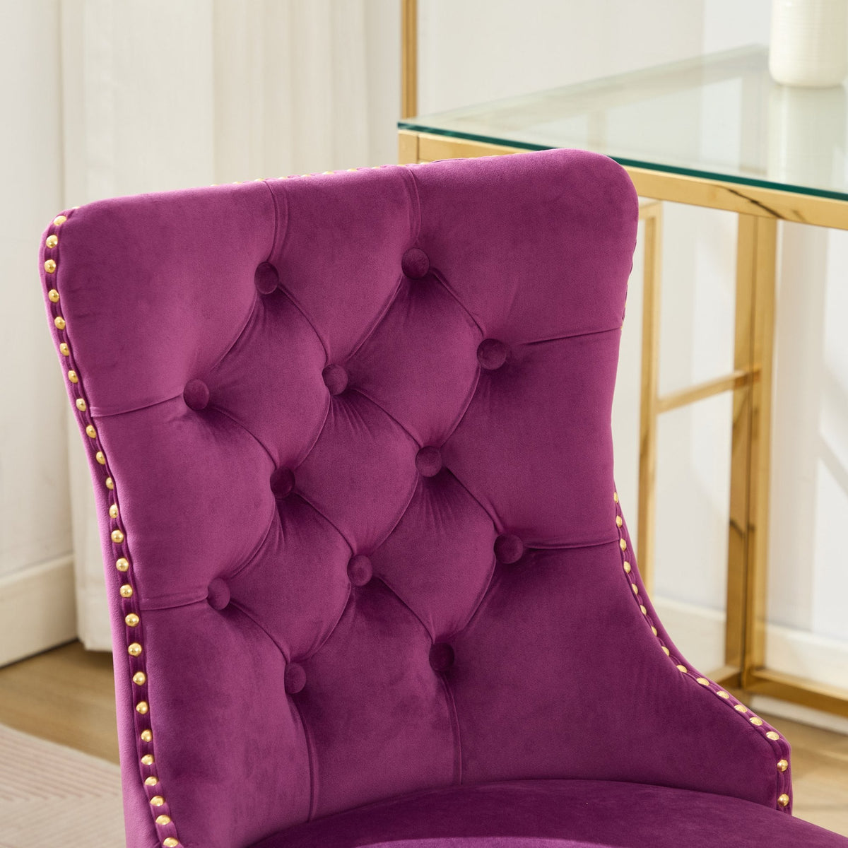 A&A Furniture Modern Velvet Upholstered Office Chair - Purple
