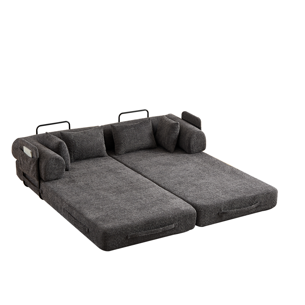 78.7-Inch Convertible Sleeper Sofa Bed with Cylindrical Pillow