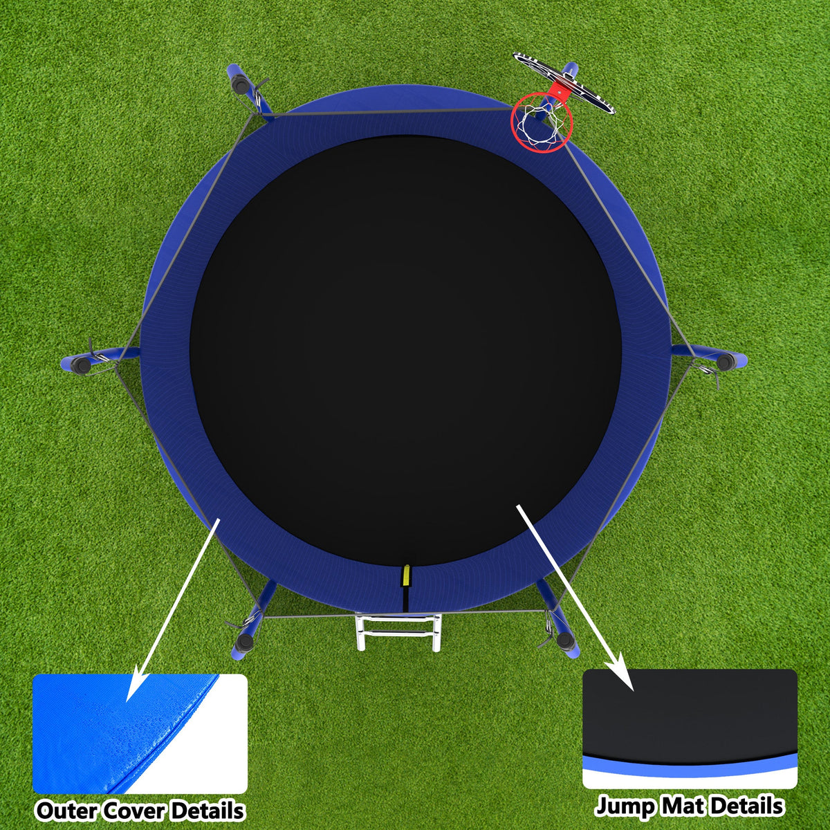 8FT Trampoline with Basketball Hoop