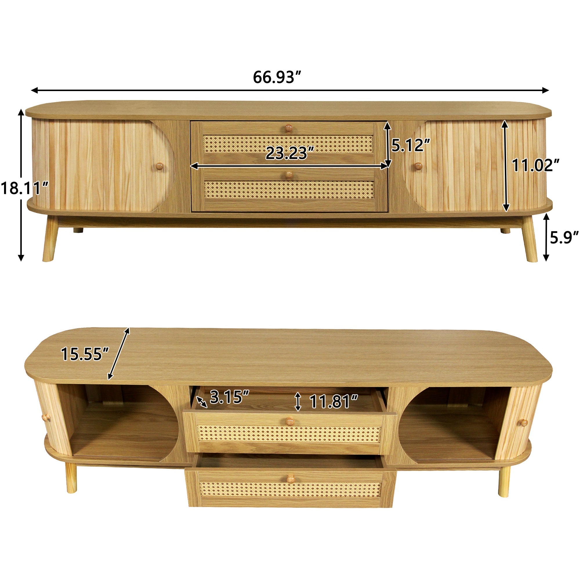 Rattan TV Stand for TVs Up to 75''