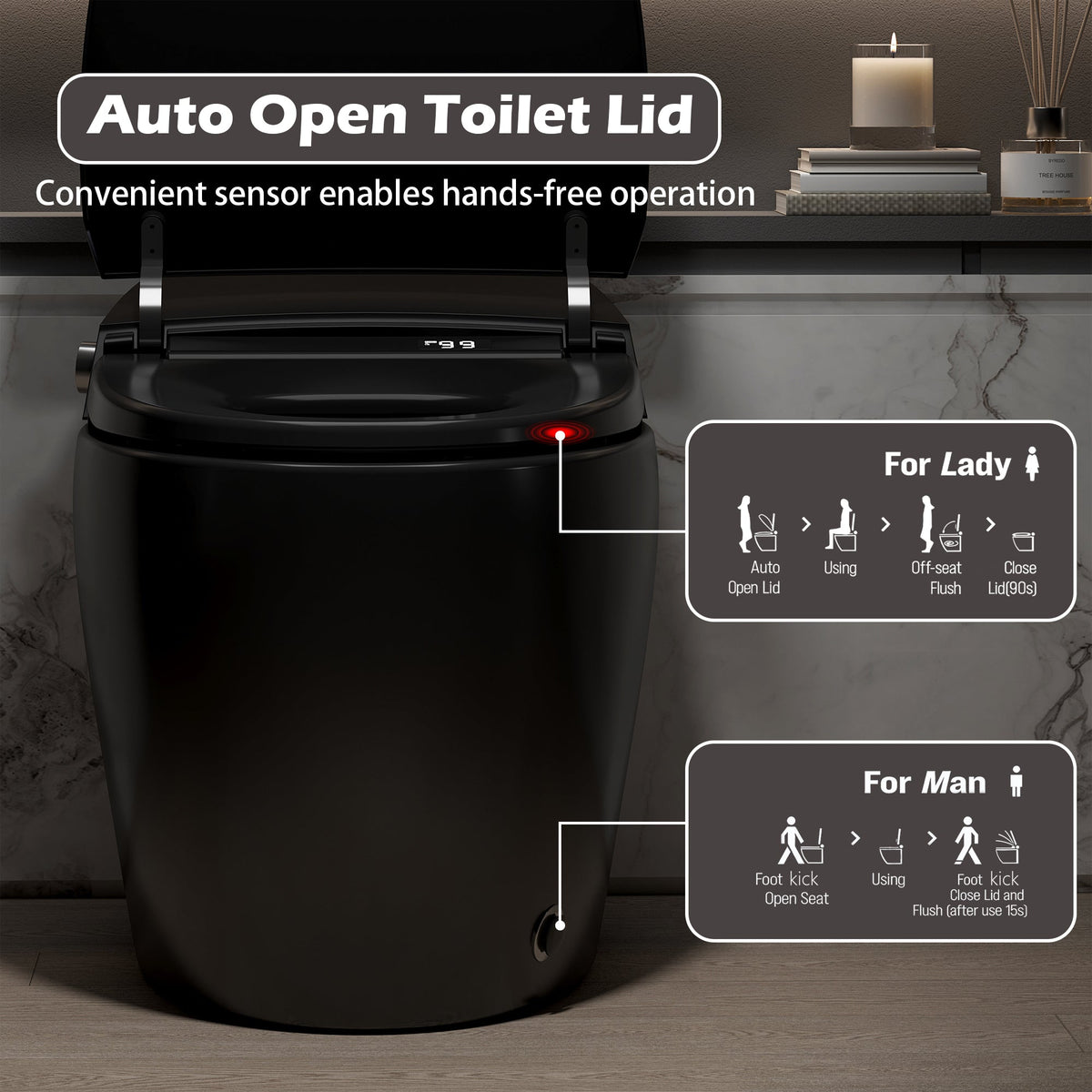 Smart Toilet with Bidet Built-In, ADA One-Piece
