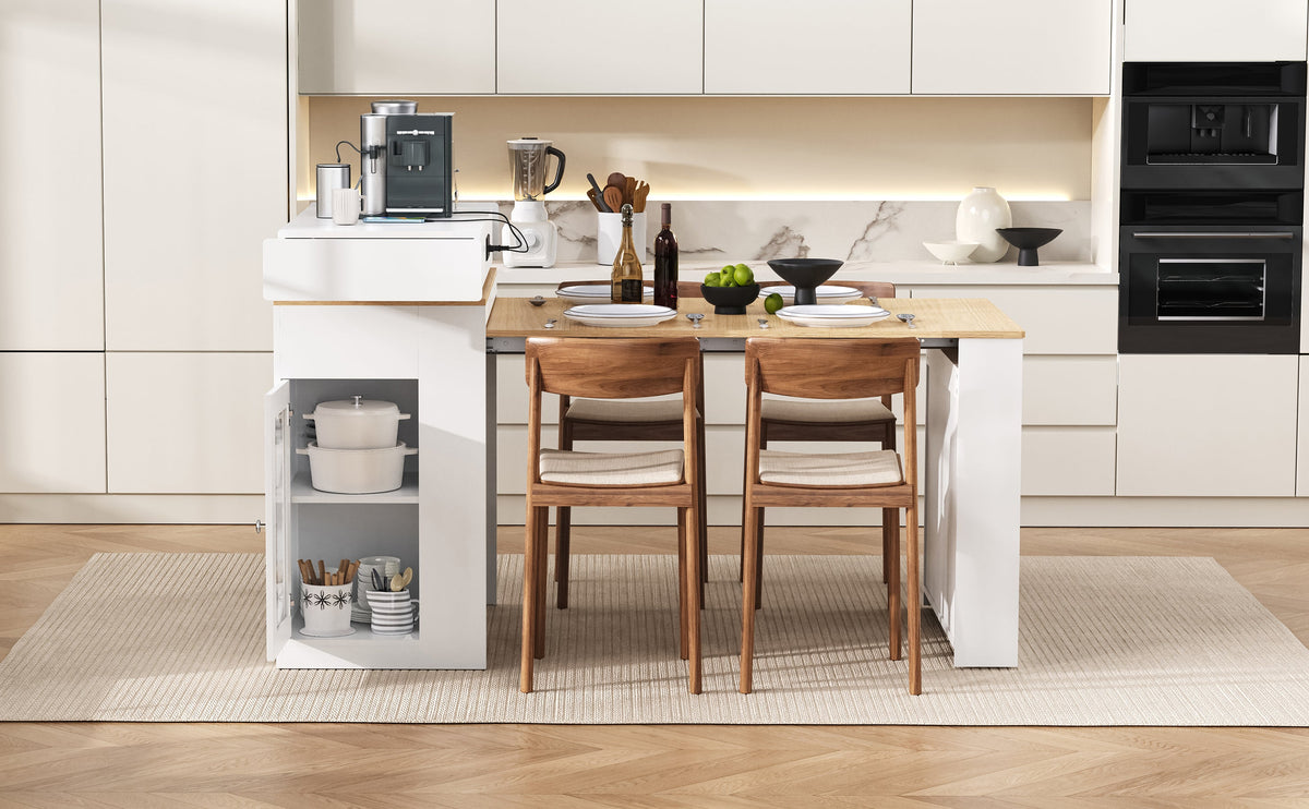 TREXM Extendable Dining Table with Folding Tabletop