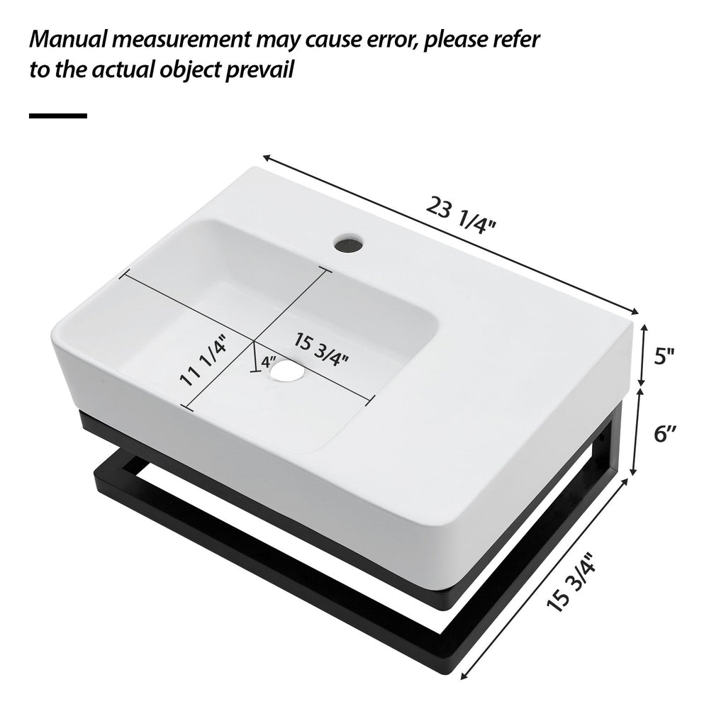 23.25"x15.75" Wall-Mounted Rectangular Ceramic Bathroom Sink