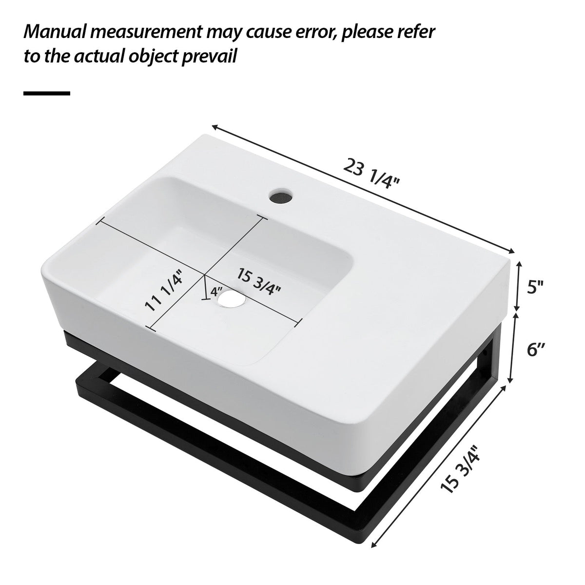 23.25"x15.75" Wall-Mounted Rectangular Ceramic Bathroom Sink