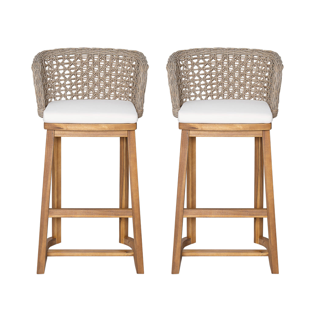 Outdoor Acacia Wood Bar Stools (Set of 2)