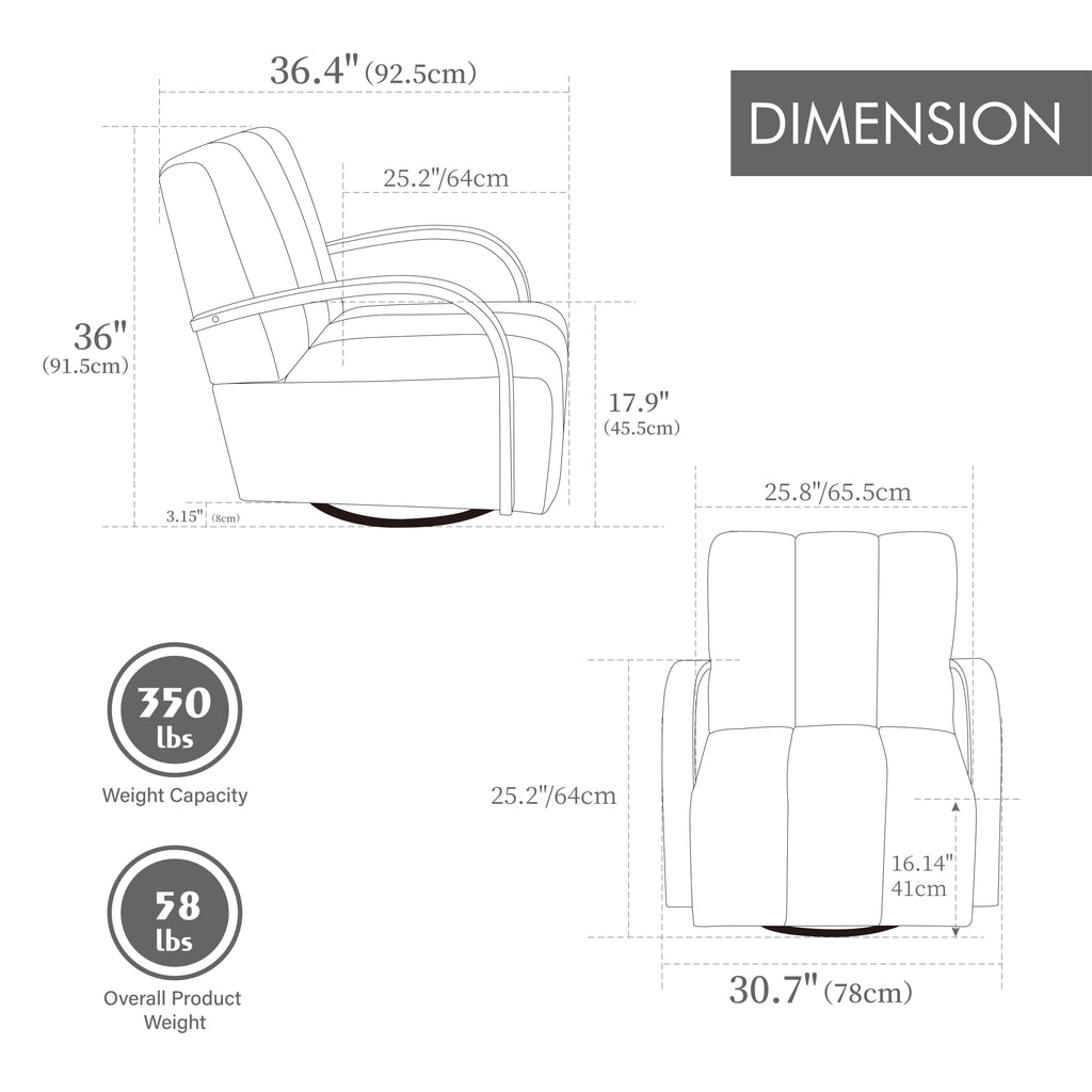 30.7"W Upholstered 360° Swivel Accent Chair