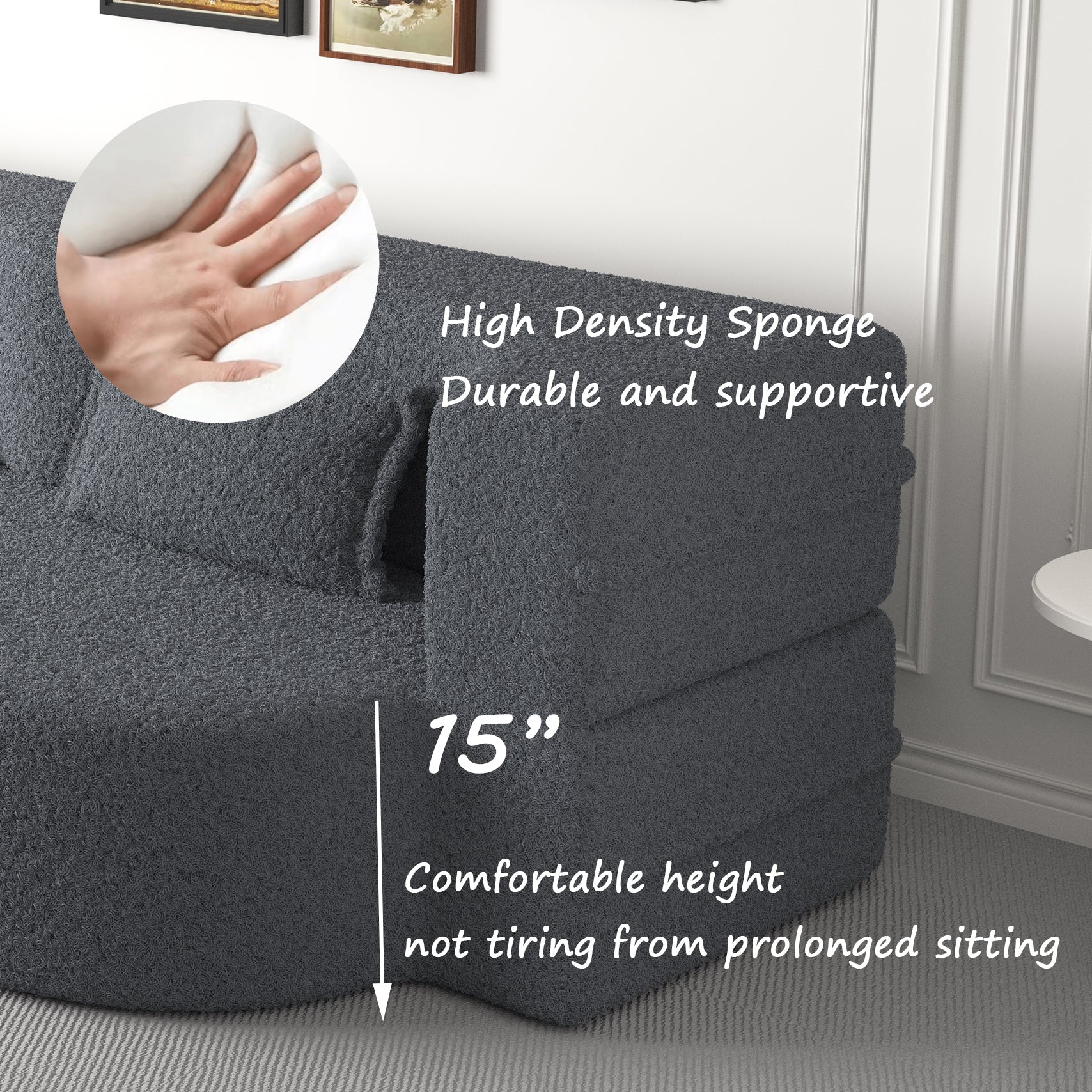 Modern Floor Sofa with 2 Pillows