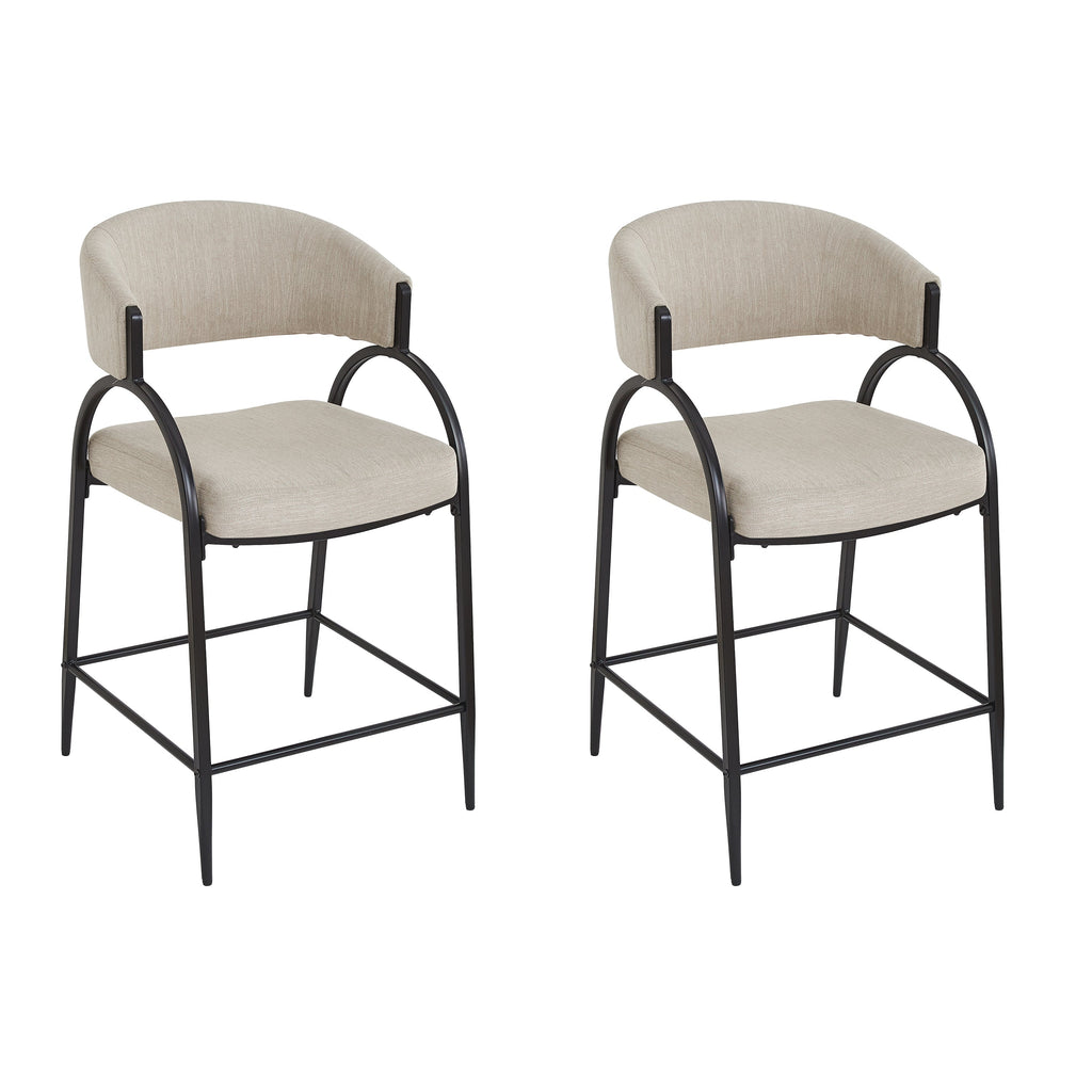 25" Seat Height Modern Fabric Bar Stools with Back