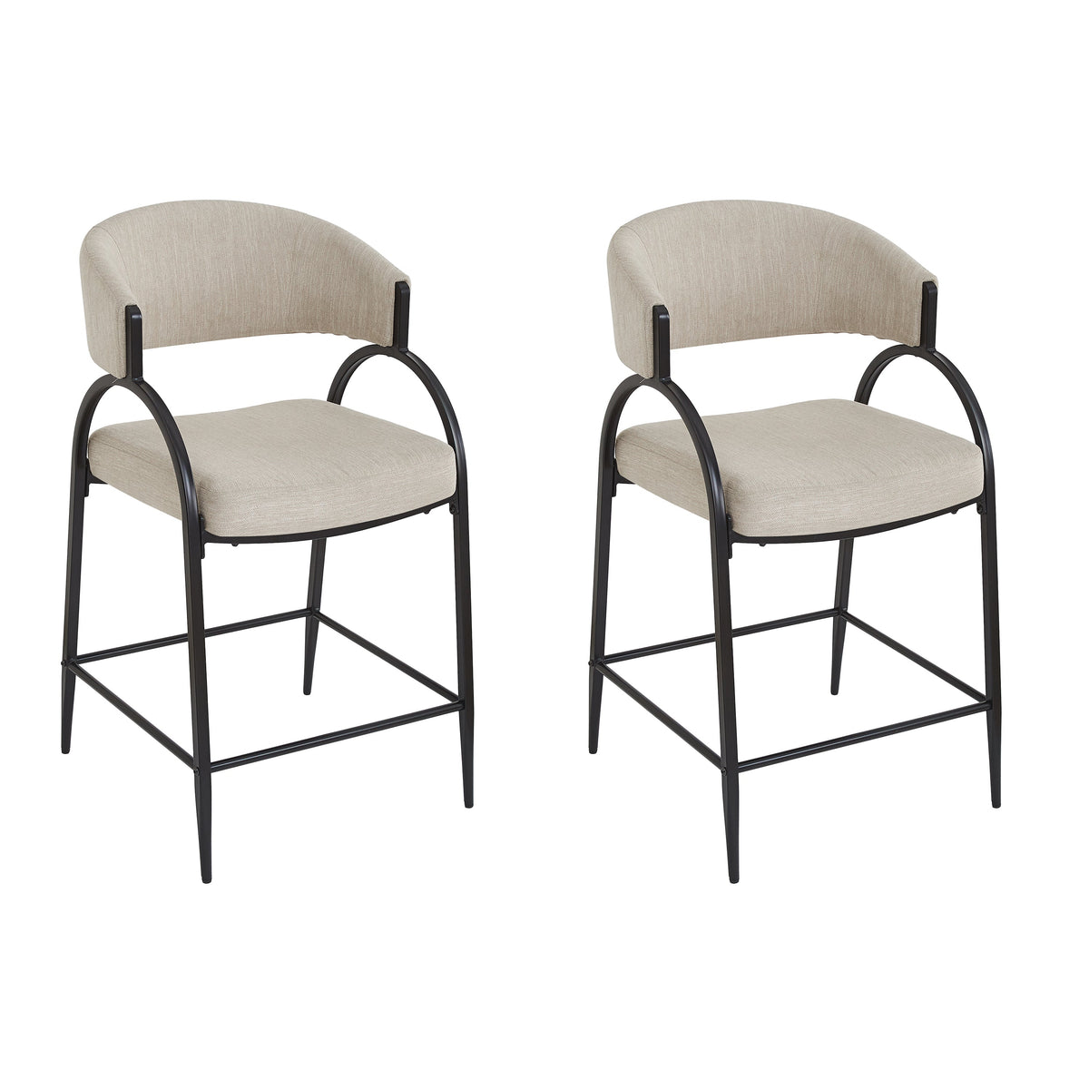 25" Seat Height Modern Fabric Bar Stools with Back