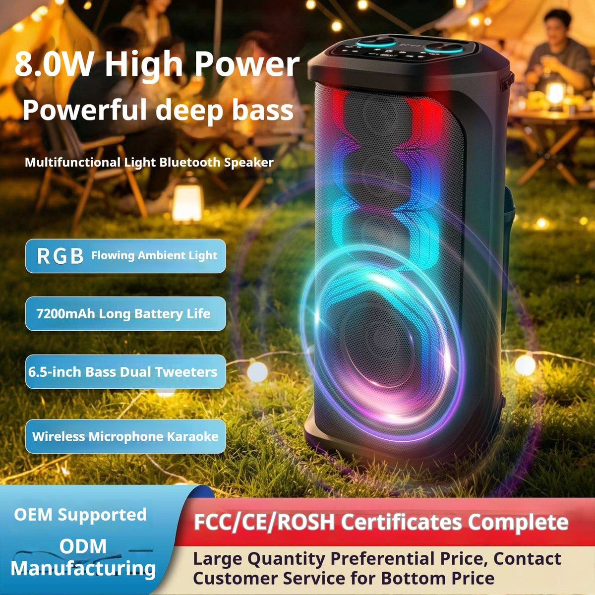 KP-8014 Hot-selling 80W High-power Outdoor Bluetooth Speaker With Dual Microphones Featuring Heavy Bass And Long Battery Life In Stock