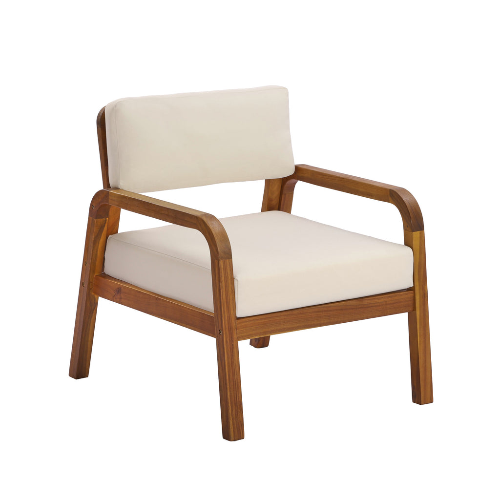 Outdoor Acacia Wood Armchair with Weather-Resistant Cushions