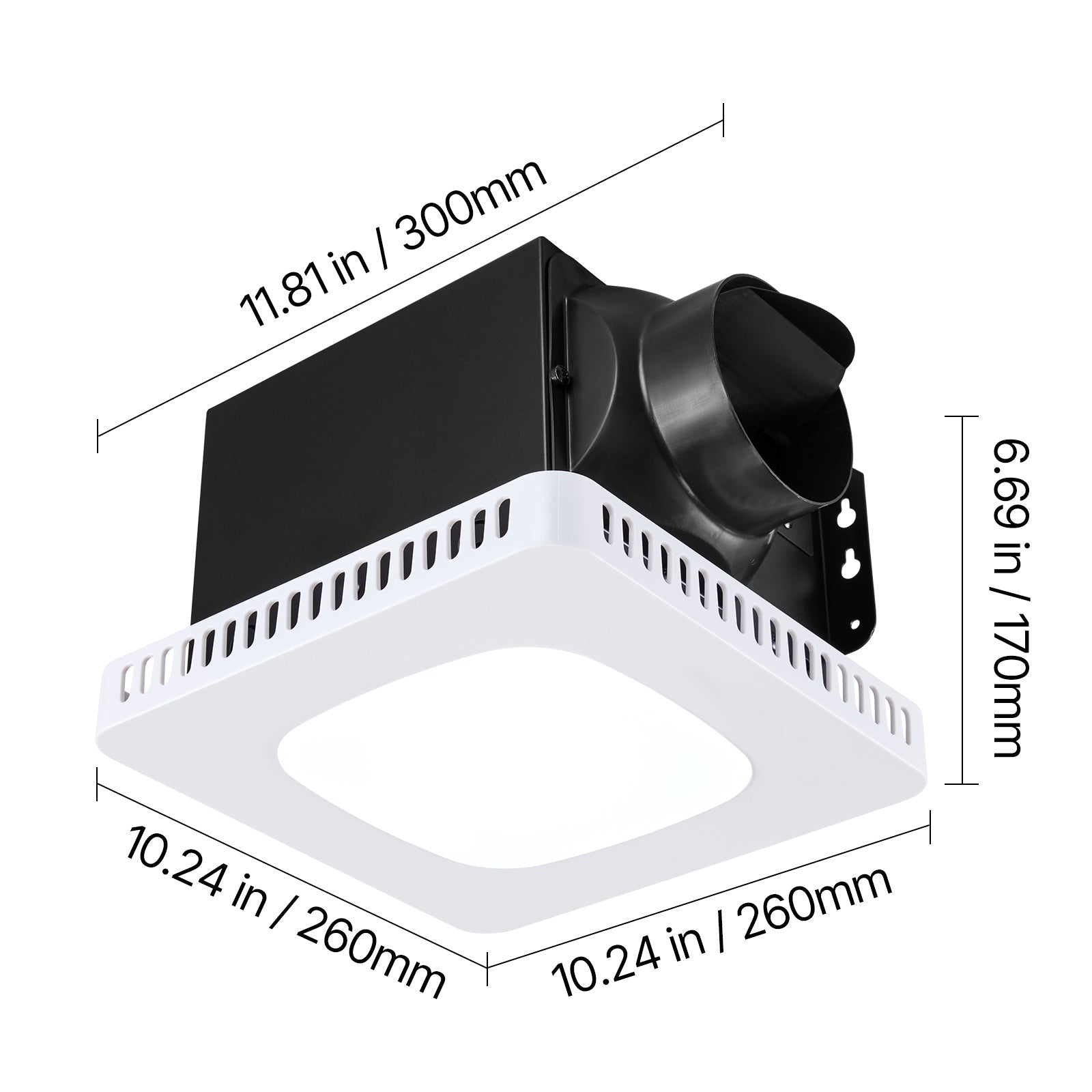 Bathroom Exhaust Fan with LED Light, 80-110-130 CFM