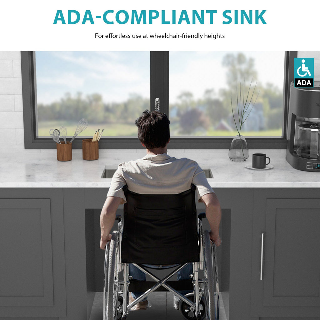30 Inch ADA-Compliant Kitchen Sink - Undermount Single Bowl