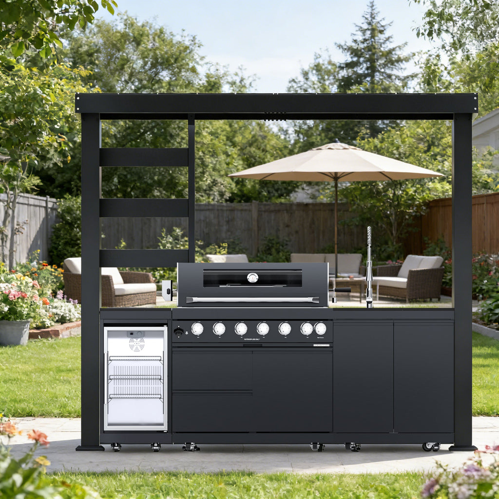 108-Inch 6-Burner Deluxe Stainless Steel Gas Outdoor Kitchen Grill