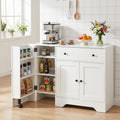 Coffee Bar Cabinet with Rolling Wheels and 3 Doors - 41.5"