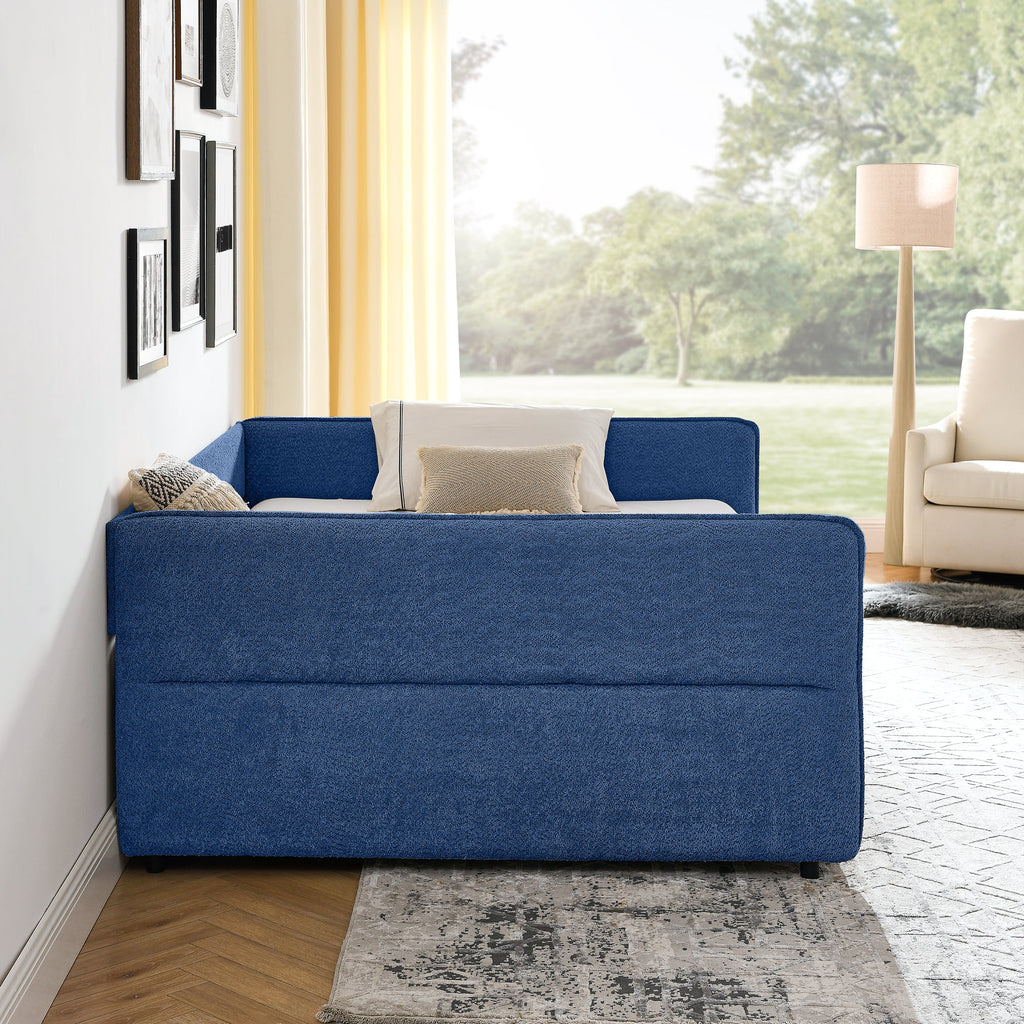Queen Size Daybed with Two Drawers - Upholstered Tufted Sofa Bed