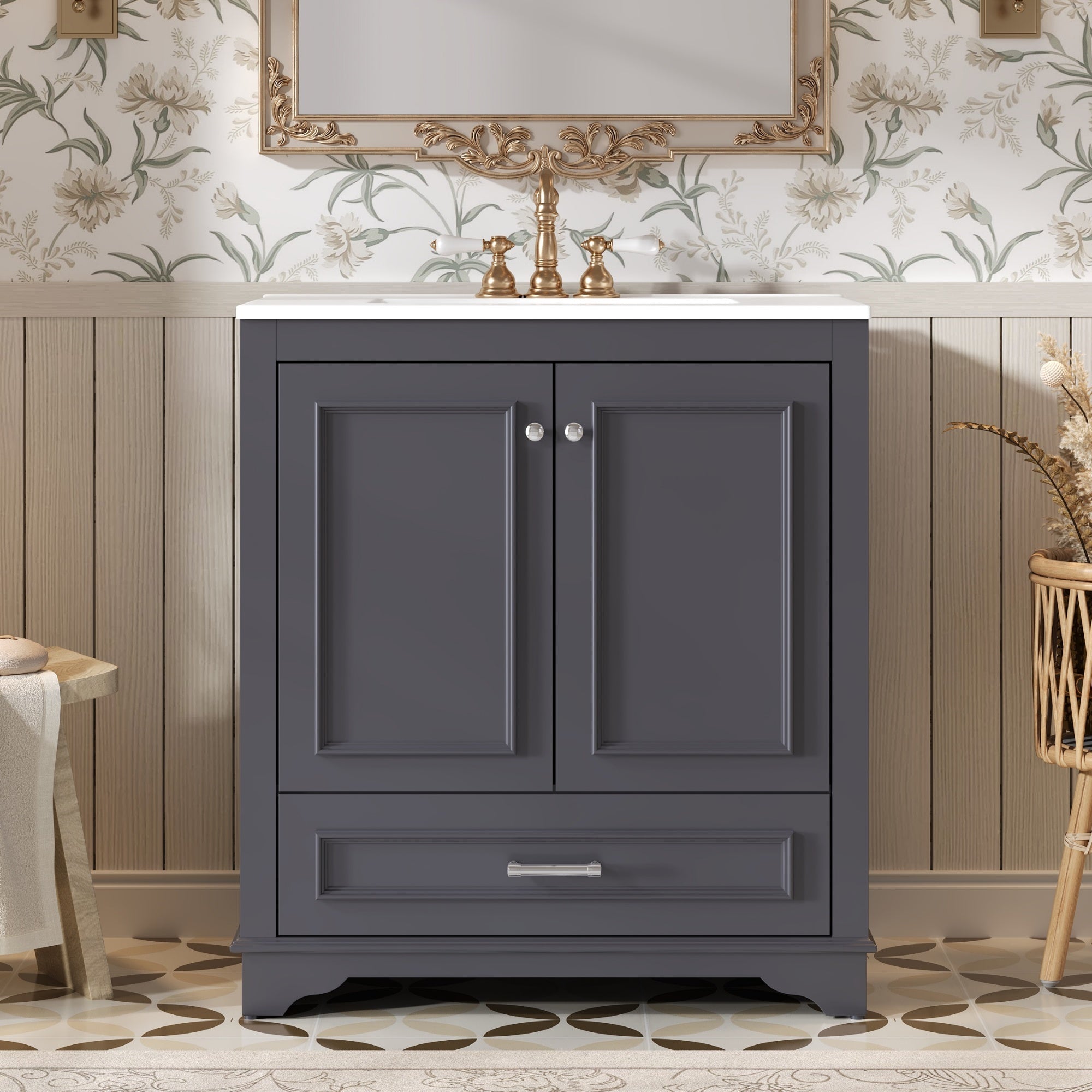 30" Luxurious Bathroom Vanity with Ceramic Sink