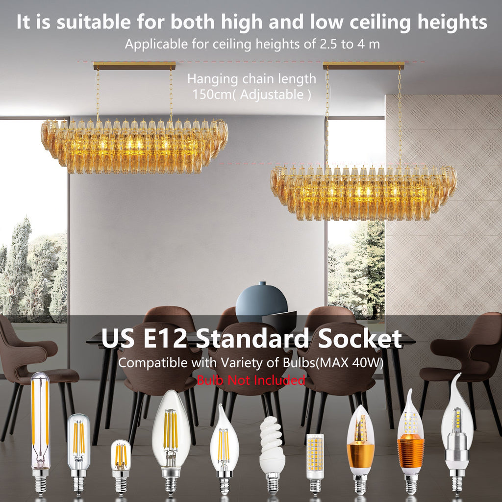 Modern Chandeliers for Dining Room, 54" Large Rectangle