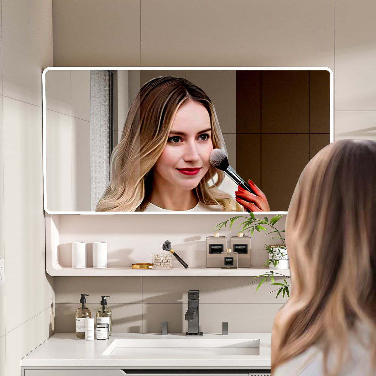 Aluminium Medicine Cabinet Mirror, 35 x 28 Inches