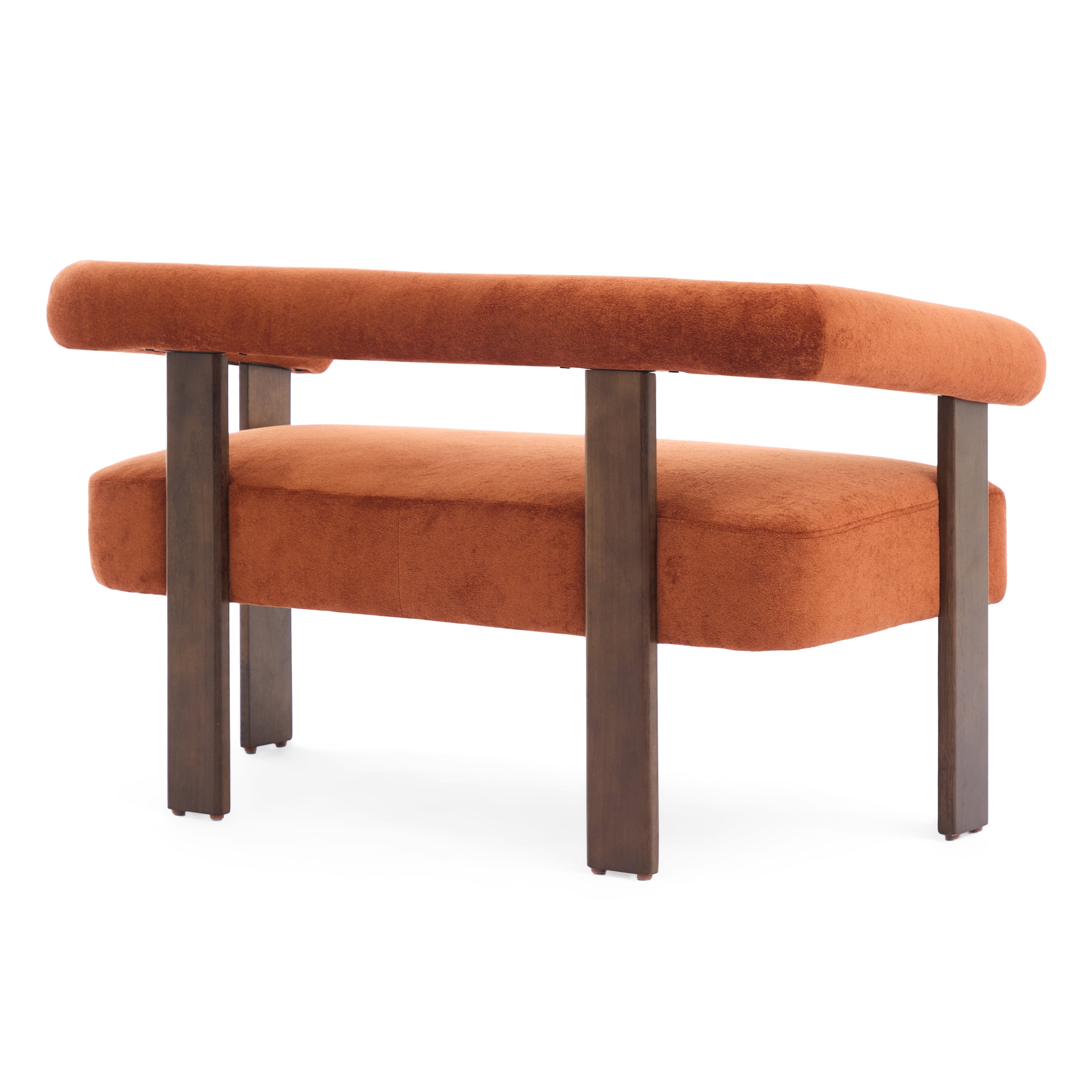 Round Armrest Loveseat (Dark Orange + Brown)