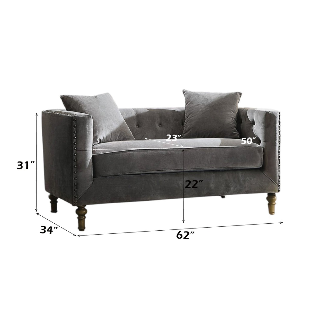 Sidonia Gray Velvet Loveseat