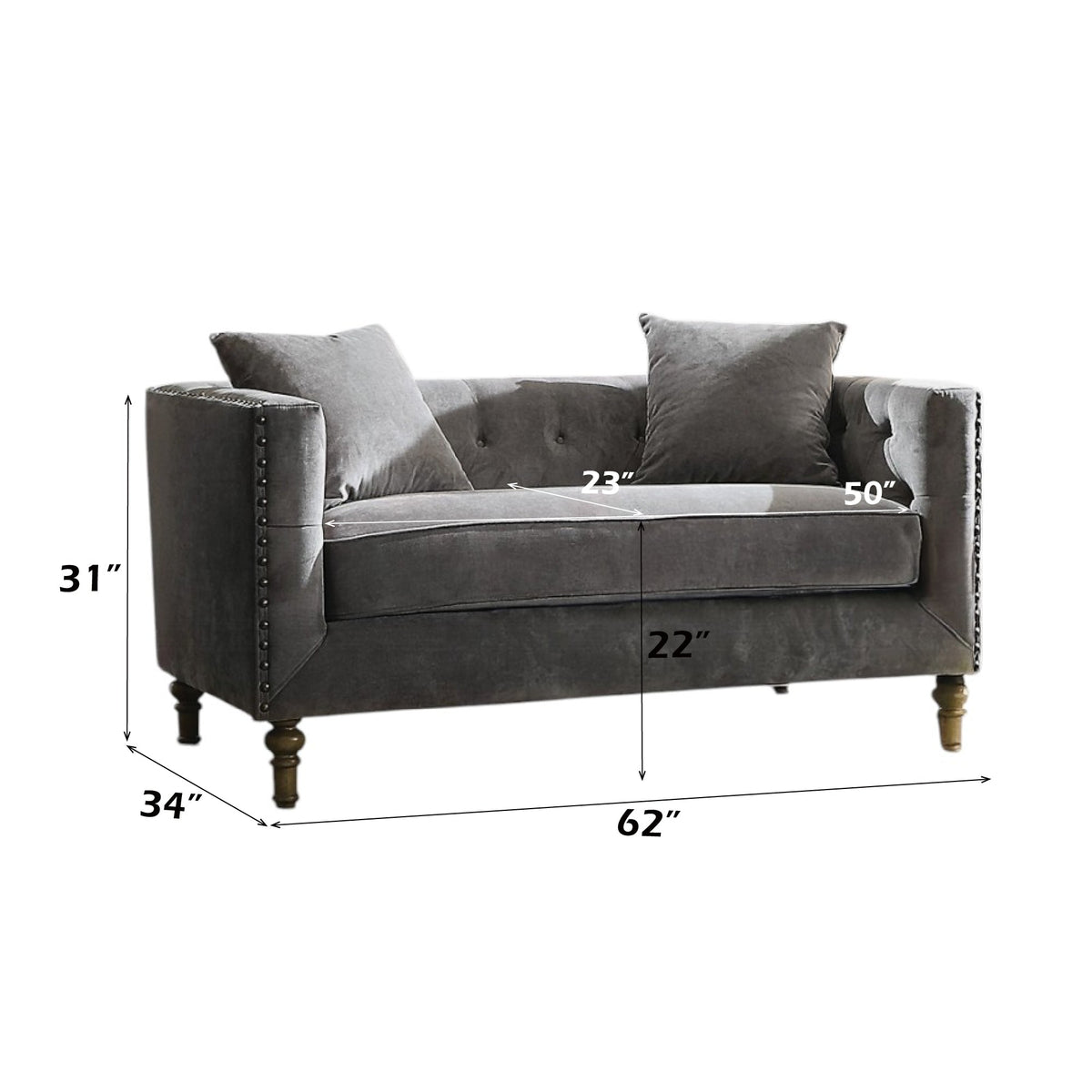 Sidonia Gray Velvet Loveseat