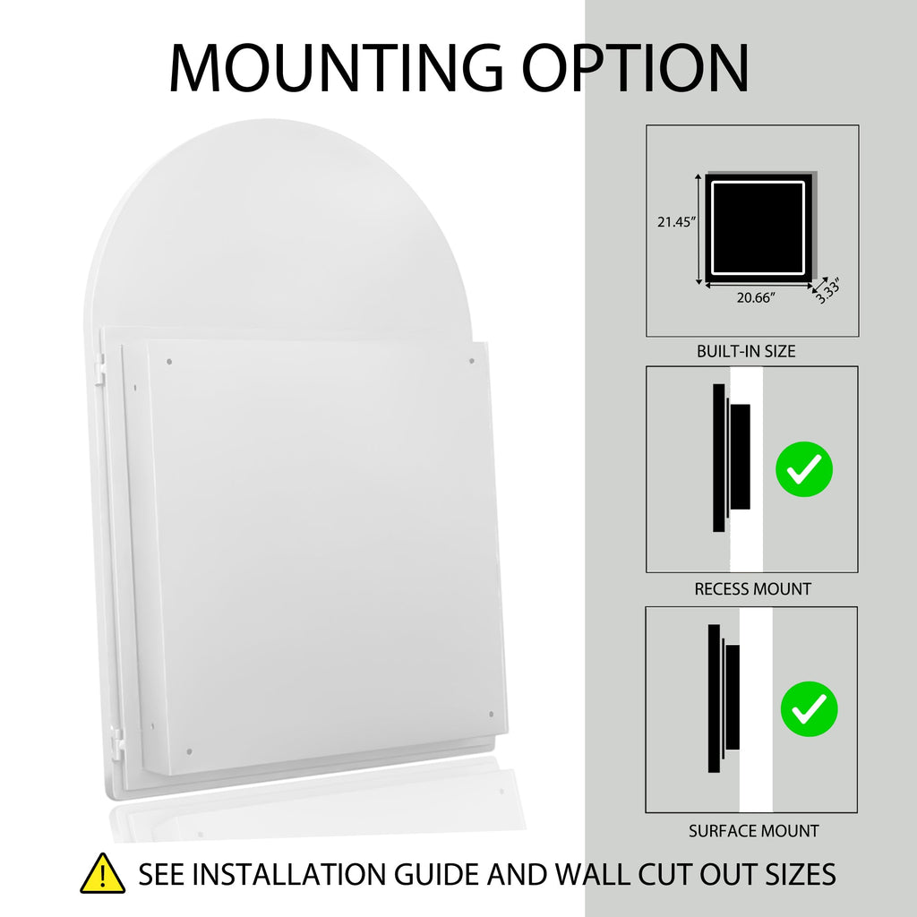 24x36 Inch Arched Recessed Medicine Cabinet